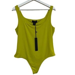 House of Harlow 1960 Women's Neon Green Ribbed Square Neck Sleeveless XL NEW